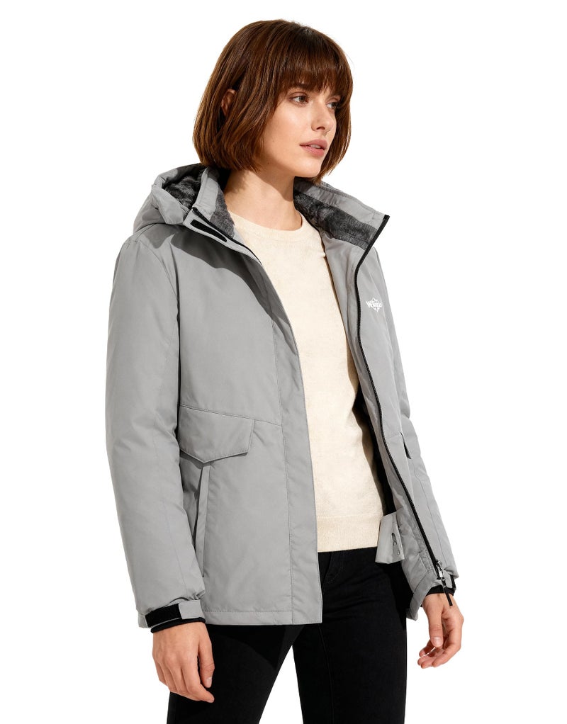 wantdo Women's Insulated Snowboarding Jacket Windproof Ski Coat Waterproof Winter Jacket Gray L - Image 2